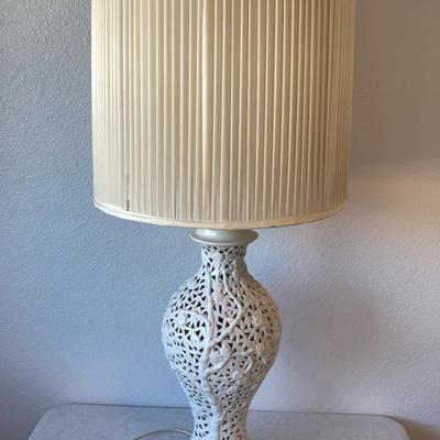 Vintage Antique White Porcelain Art Lamp
