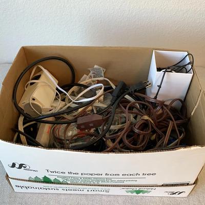 Misc Box Of Extension , Phone , And Computer Chords 