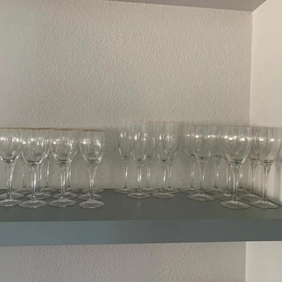 Crystal Stemware With Golden Rim