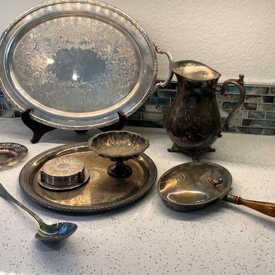 Silverplate Serving Trays And Assorted Items