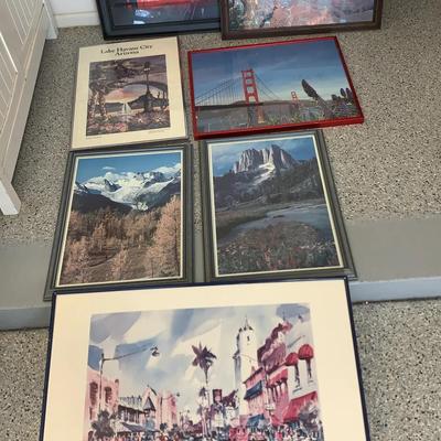 Seven Framed Travel Prints And Artwork