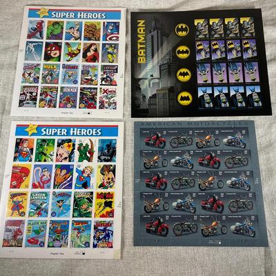 Superhero And Motorcycle Stamps