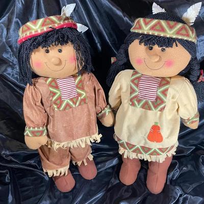 Pair Of Thanksgiving Native American Styled Decorations