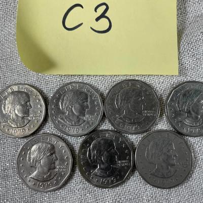 Lot Of 7 Susan B. Anthony Dollar Coins