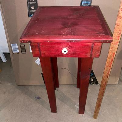 Wooden Plant Stand Table With Faux Drawer