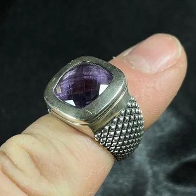 Michael Dawkins Sterling Silver 925 Size 6 Ring With Amethyst Colored Stone