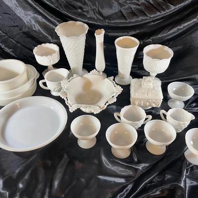 Lot Of Vintage White Milk Glass