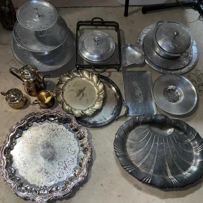 Lot Of Silverplate And Aluminum Serving Dishes