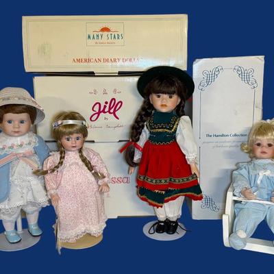 RJ104 - 4 Porcelain Collector Dolls 