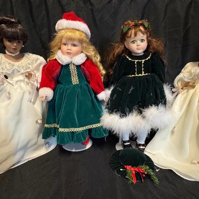 RJ502 - Avon Fine Collectibles, 4 dolls (2 Christmas themed), Aprox. 16" tall