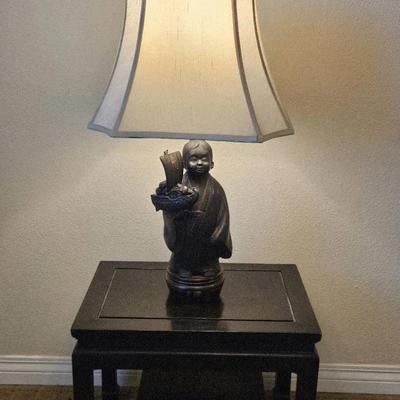 Asian Table Lamp & Table 