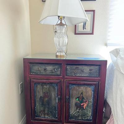 Antique Style Indian Or Indonesian Cabinet And Lamp - Matching 1