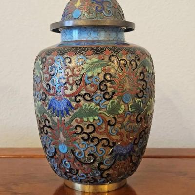 Chinese Cloisonne Enamel Lidded Jar 