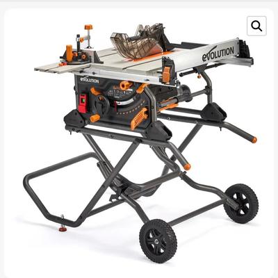 Evolution R10TBLX Multi-Material Table Saw with Wheeled Scissor Stand | 10 in. Multi-Material Cuttin