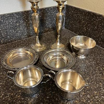 Sterling Silver Stamped Candle Holders, Cups & Small Bowls