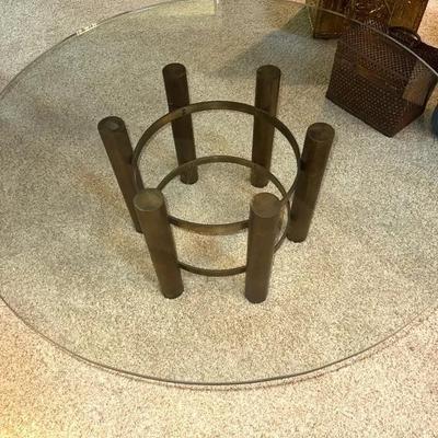 Glass Top Table With Brass Base