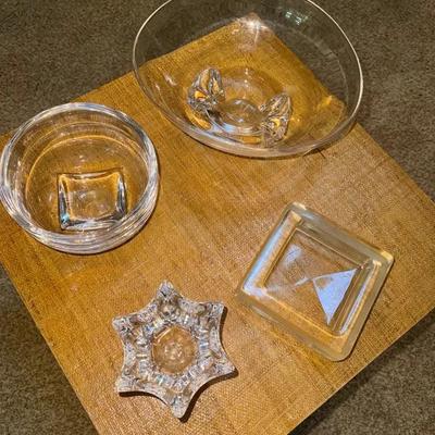Geometric Table, Vintage Ashtray And Miscellaneous Glassware