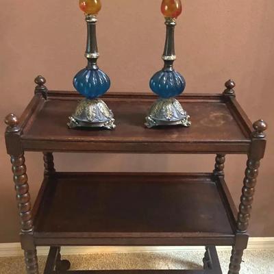 Sweet Tea Cart And Pair Of Candelabras 