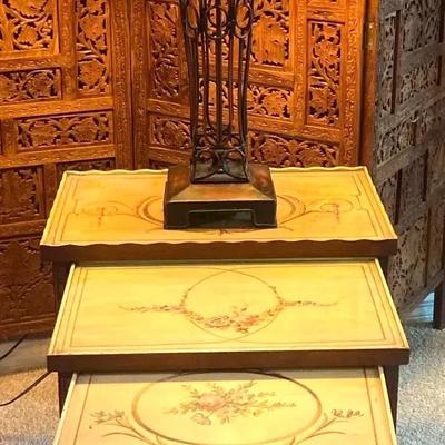 Vintage Nesting Tables And Art Deco Lamp