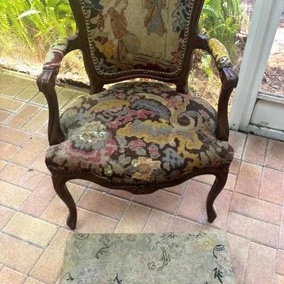 Antique Chair And Footrest