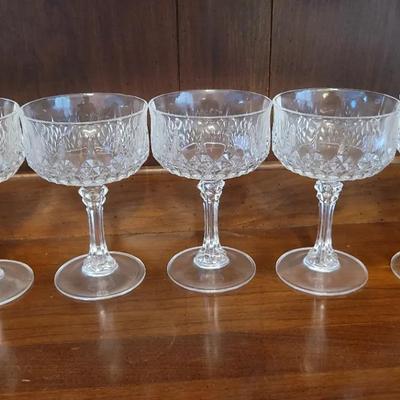 5 Cristal D'arques Champagne/Sherbet Goblets Long Stem