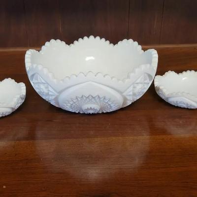 Homestead Milk Glass by Tiffin-Franciscan Bowl And Candy Dishes