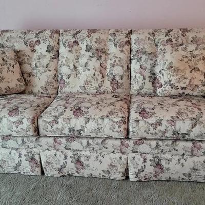 Floral Cream Sofa With 2 Pillows