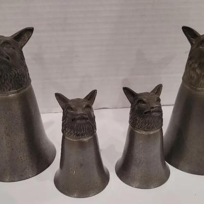 Pewter Fox Head Stirrup Parting Cups