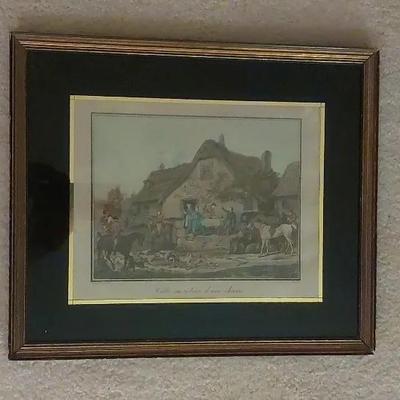Lithograph "Halte au Retour d'une Chasse" (A Halt on the Way Back from a Hunt)  Carle Vernet. 
