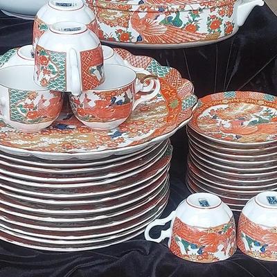 1970s–1980s Kutani-Style “Phoenix & Peony” Plates – Made in Japan