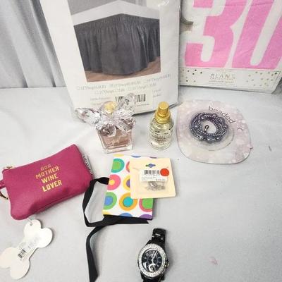 Queen Bed Skirt, Beaded Eyeglasses Chain, New Necklace, Chanel Wrist Watch, Perfumes, Necklace
