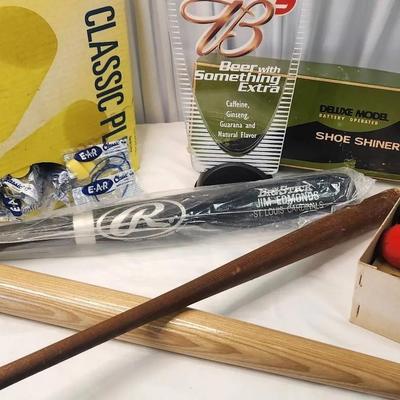 Three Baseball Bats Big Stick Jim Edmonds, Collectible Budweiser Extra, Ear Plugs