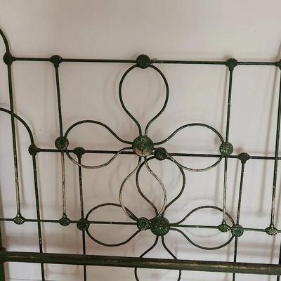Antique Cast Iron Bed Frame With Ornate Scrollwork