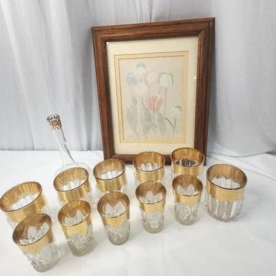 Mid-Century Gold Trim Drinking Glasses 
