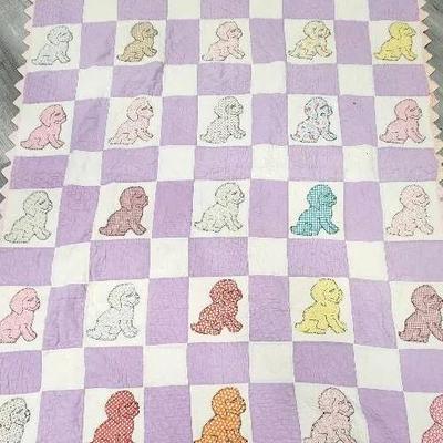 Puppy Handstitched Quilt 