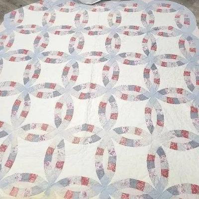 Handstitched Quilt Wedding Ring Pattern Square Size 81"×81"
