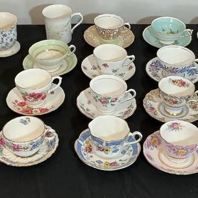 Large Assorted Collection Of Vintage & Fine Bone China Tea Cups And Saucers