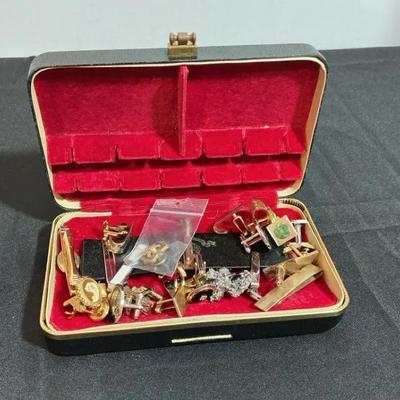 Vintage Cufflink & Tie Clip Collection in Display Case