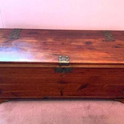 Vintage Wooden Trunk with Metal Hardware