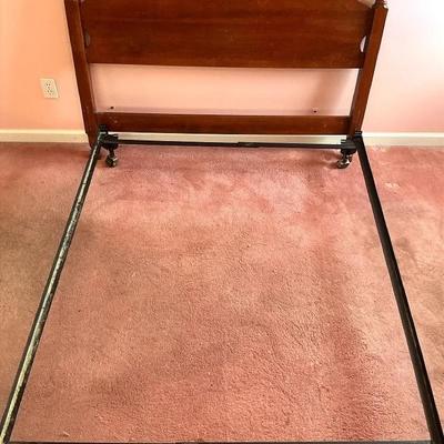 Wooden Headboard with Metal Bed Frame on Casters – Full/Queen Size