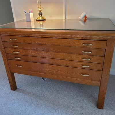 Sale Photo Thumbnail #4: oak map desk
