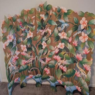 Basically 6' x 6' hand carved and hand painted divider screen, backdrop or headboard, Multiple uses.