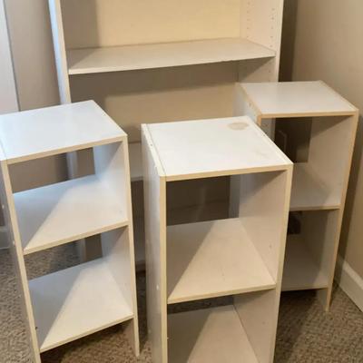 White Wooden Organizing Nightstands with Matching Bookcase