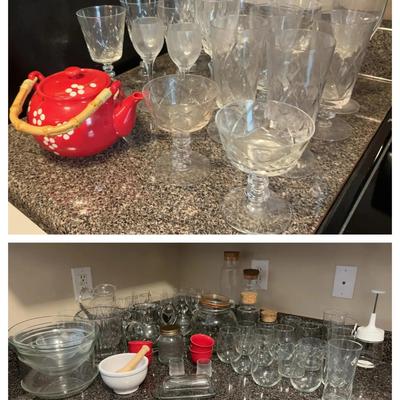 Kitchen Glassware Collection with Pitchers, Stemware & Storage Pieces