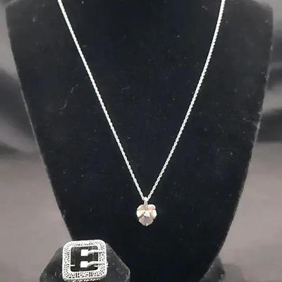14K Diamond Necklace And Pendant 