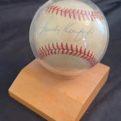 Sandy Koufax Signed Baseball with Display Stand (Unauthenticated)
