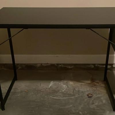 Black Metal Desk with Side Storage Pouch