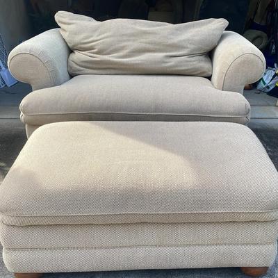 La-Z-Boy Cream Fabric Sofa with Matching Storage Ottoman