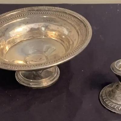 Weighted Sterling Silver Candy Dish & Candleholder