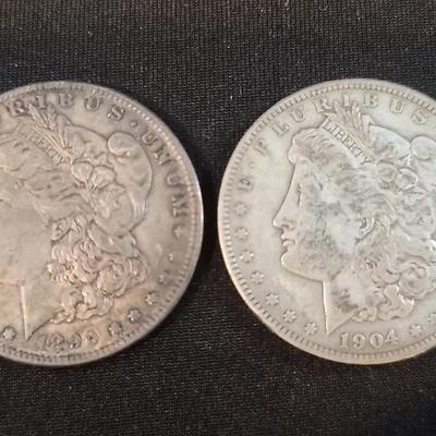 1896 & 1904 Morgan Silver Dollars, Featuring Classic Liberty Designs